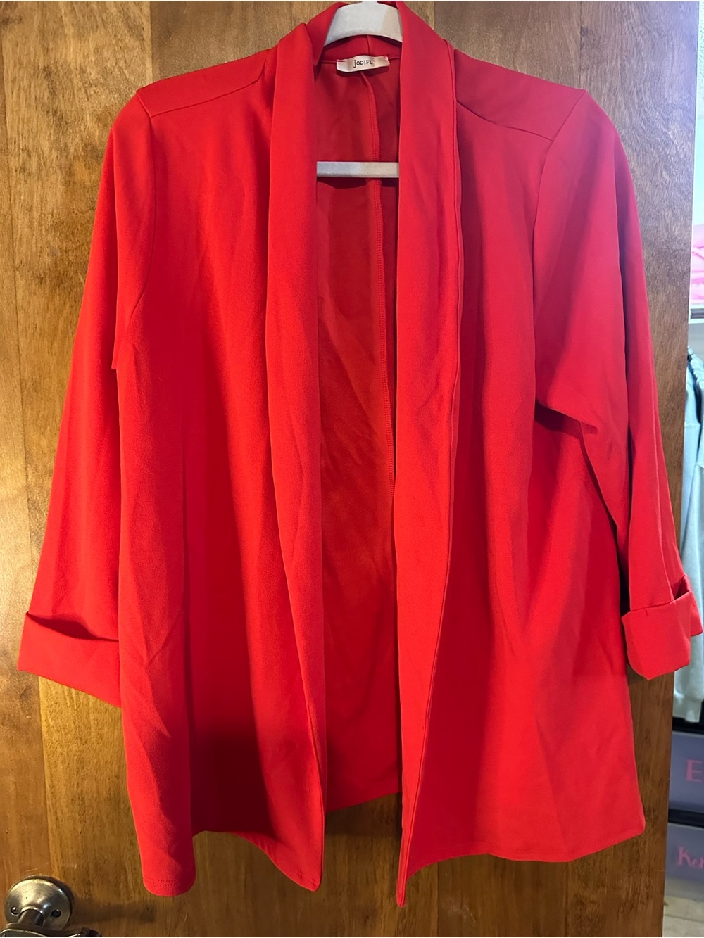 JODIFL Bright Red Open-Front Blazer Jacket
